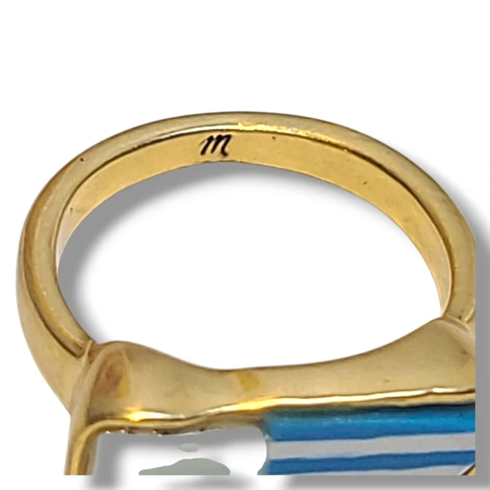 Madewell Patchwork Stone Seaside Blue‎ Cocktail Ring Size 6.5